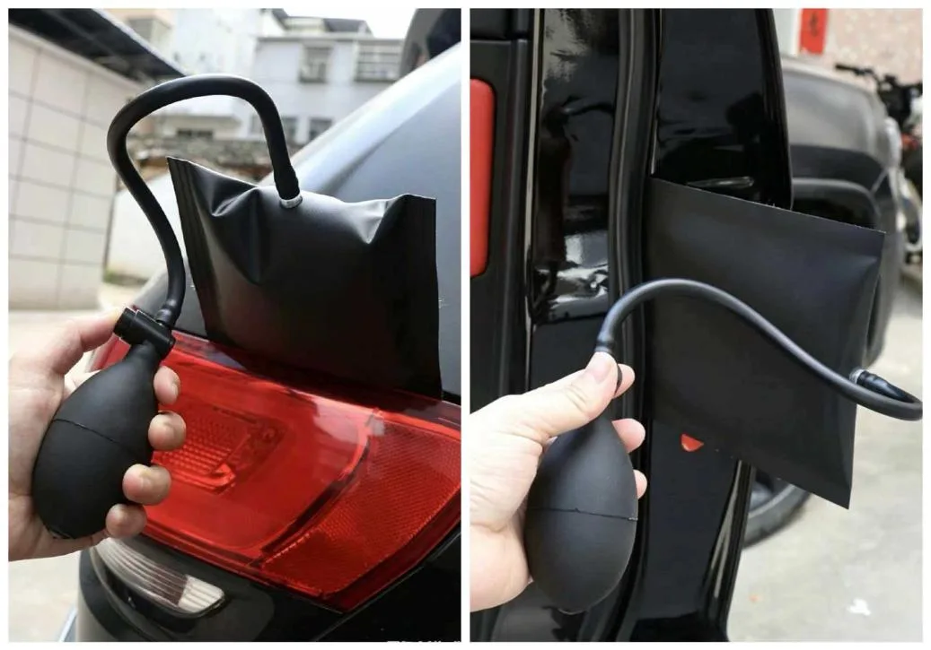 Air wedge used at taillight and door frame gaps for car lockout